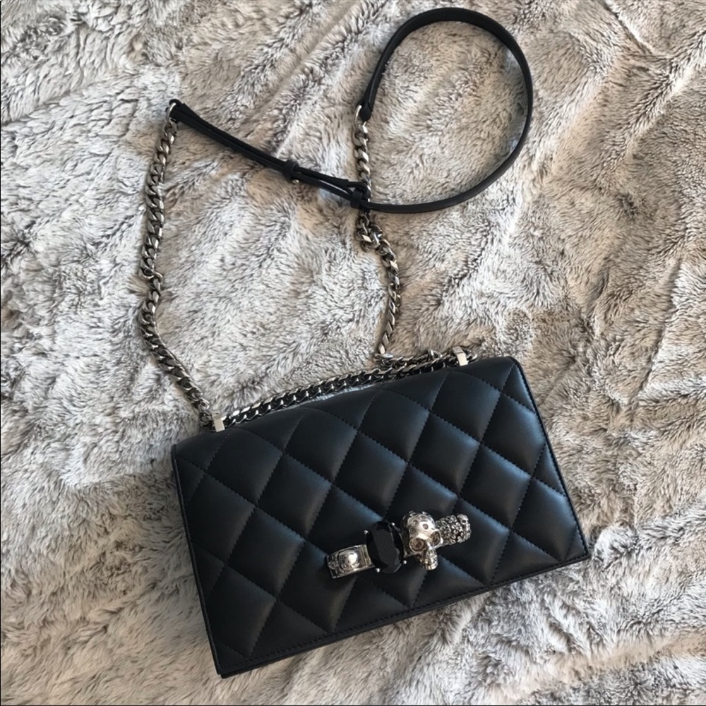 💥SOLD💥 ALEXANDER MCQUEEN QUILTED JEWELED SATCHEL - Picture 7 of 12